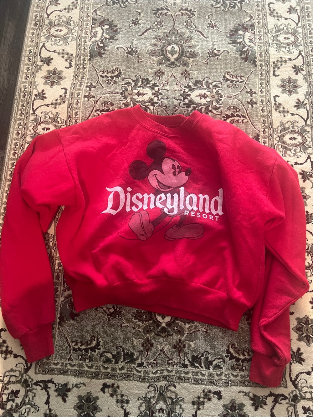 Disney Red Disneyland Resort Mickey cropped Sweatshirt kids xl womens s